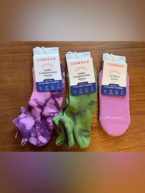 Comrad Compression Socks Bundle Ankle + No Show NWT 3 Pairs Size Large